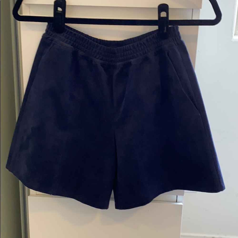 Aritzia babaton blue suede shorts
